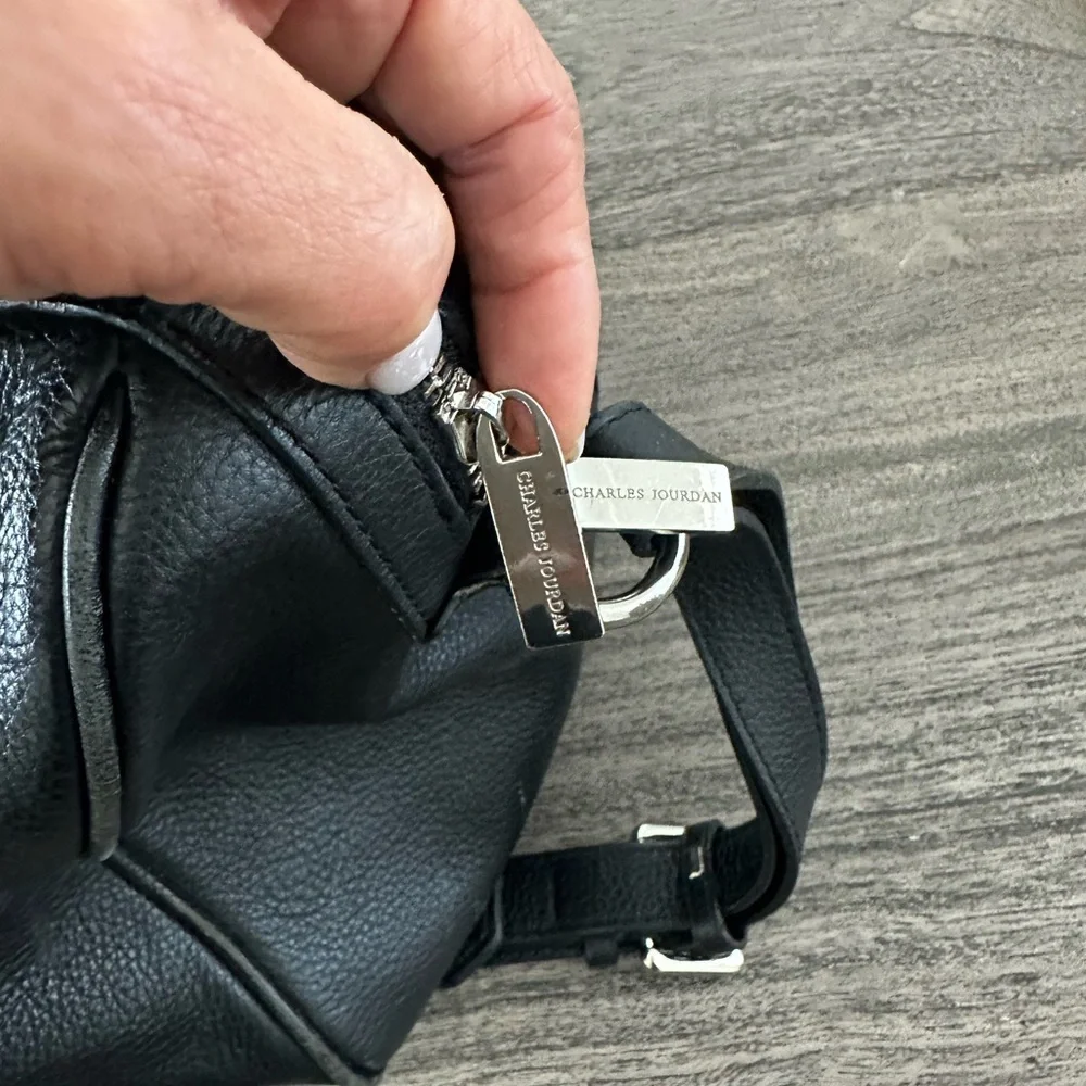 Charles Jourdan Black‎ Leather Duffel Bag